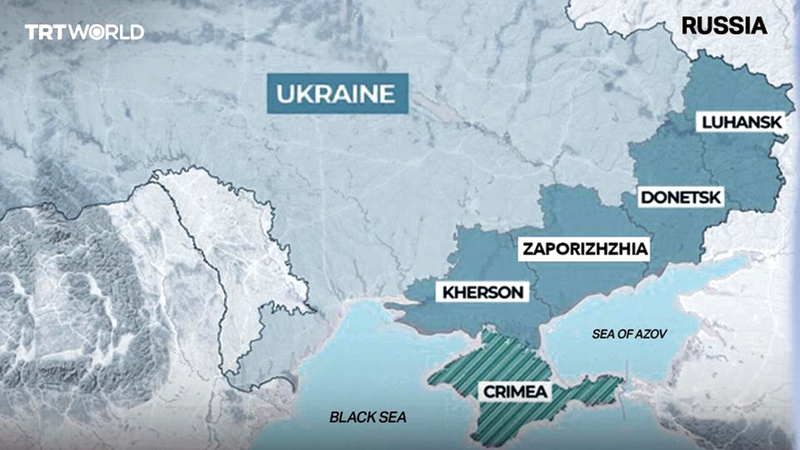 Moscow was to formally annex the Ukrainian regions of Kherson, Zaporizhzhia, Donetsk and Luhansk yesterday. (TRTWorld)