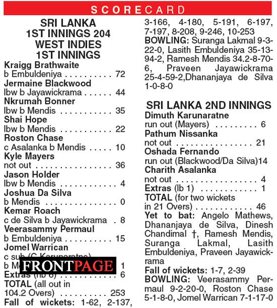 Mendis six for 70 leaves  match in balance