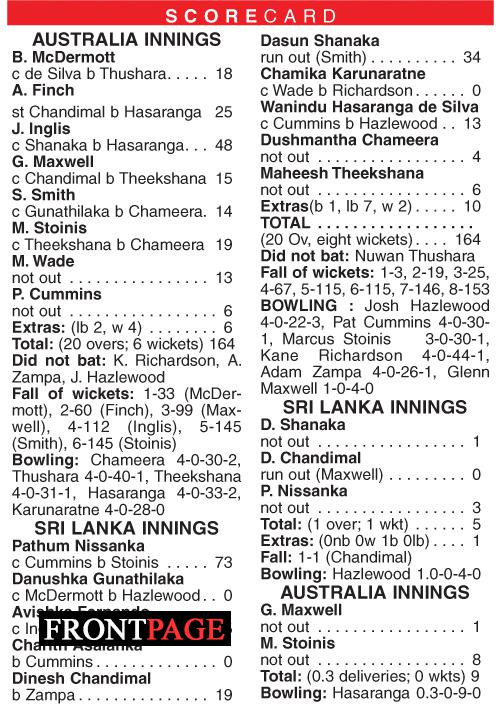 Australia win Super Over to take 2-0 lead against SL