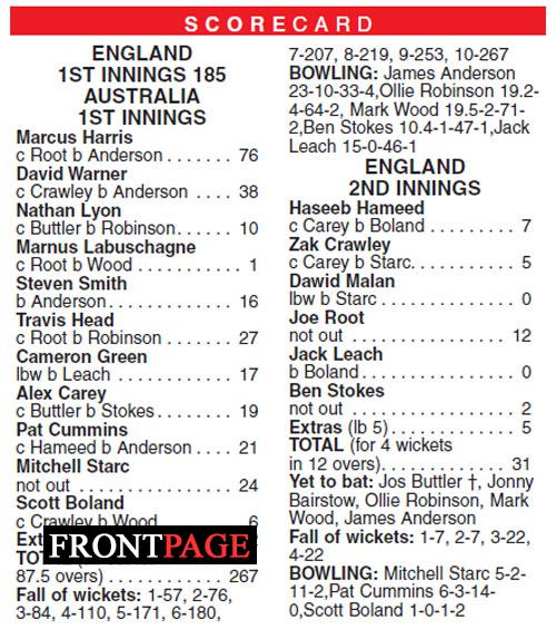 Australia seize control of third Test after ruthless bowling