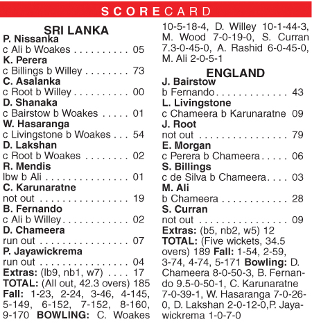 England beat Sri Lanka by five wickets in first ODI England beat Sri Lanka by five wickets in first ODI