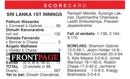 Karunaratne unbeaten for Sri Lanka on day-1 Karunaratne unbeaten for Sri Lanka on day-1