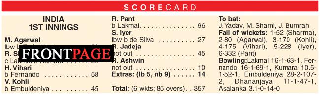 Pant, Vihari power India to 357/6 on Day 1
