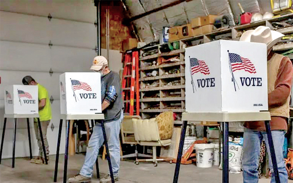People in Story County, Iowa voting at the 2020 Presidential Election.