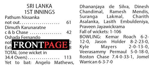 Nissanka fifty lays solid  base on rain-hit first day