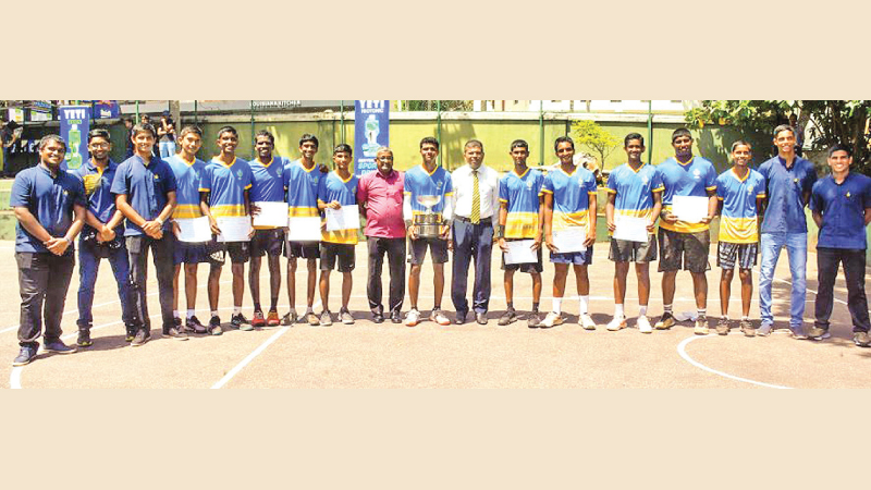 The victorious Royal U-19 Tennis Team with officials