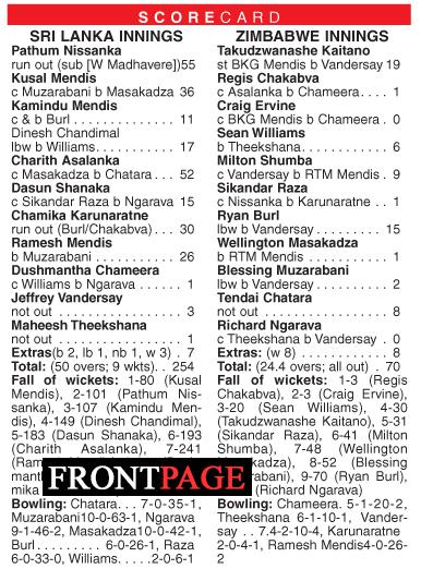 Sri Lanka seal the series 2-1 as Zimbabwe crumble to 70 all out