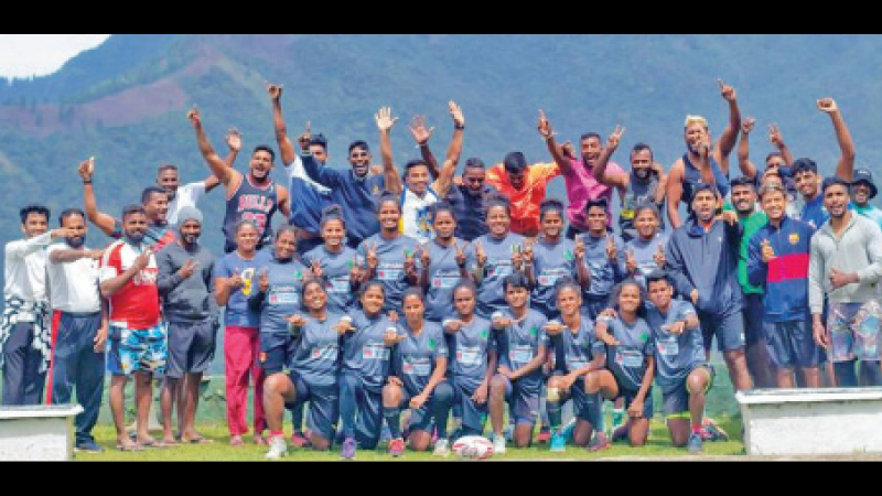 Sri Lanka Men’s and Women’s Rugby teams during a training session at the World’s End mountain