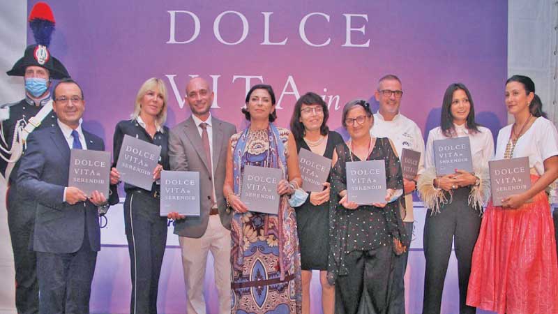 The restaurateurs of the 8 restaurants featured in Dolce Vita in Serendib pose with the Italian Ambassador