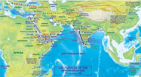 Site locations in east Africa and South Asia in the Indian Ocean connectivity chain, 1st Cent. BCE
