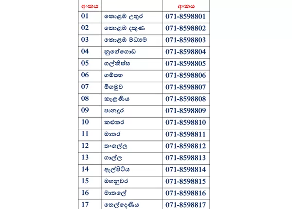 sri lanka police contact numbers 1