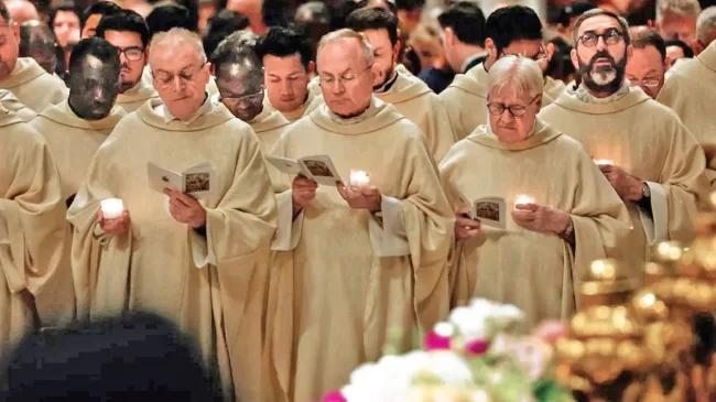 He read a lengthy homily and carried out a number of baptisms ahead of his Easter message on Sunday morning. 