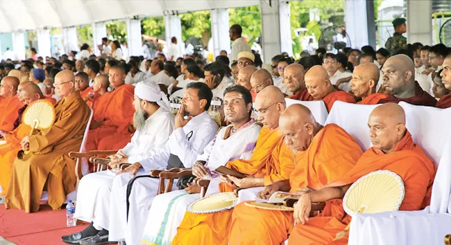 The Maha Sangha and other religious dignitaries at the funeral.