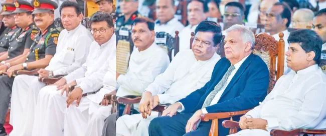 The President with Ministers, the Diyawadana Nilame, the Army Commander and other dignitaries