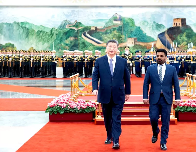 President Xi Jinping holds a welcome ceremony for Sri Lankan President Anura Kumara Dissanayake in the Northern Hall of the Great Hall of the People prior to their talks in Beijing, Jan 15, 2025. [Photo/Xinhua]