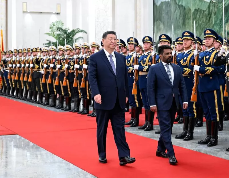 President Xi Jinping holds a welcome ceremony for Sri Lankan President Anura Kumara Dissanayake in the Northern Hall of the Great Hall of the People prior to their talks in Beijing, Jan 15, 2025. [Photo/Xinhua]
