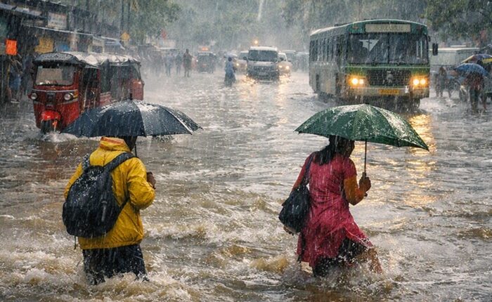 Rain floods weather